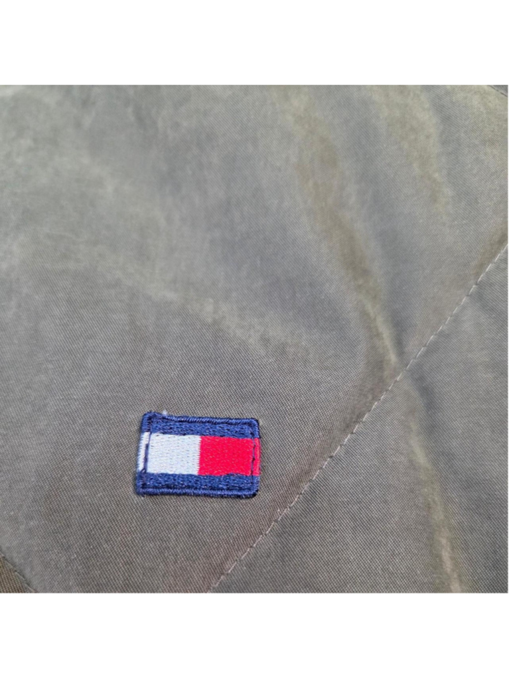 Vintage Tommy Hilfiger Quilted Bomber Jacket Olive Green Full Zip Men's Medium # - Picture 4 of 8